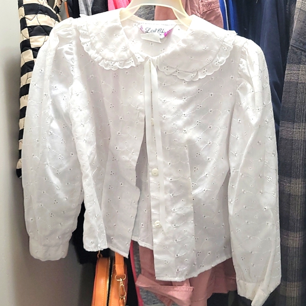 White Girls Button Up Dress Layering Top